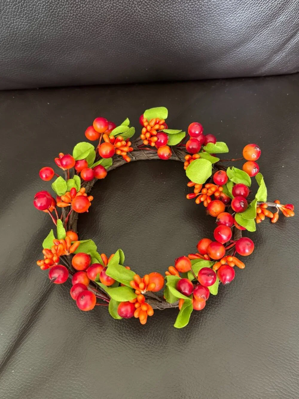Rustic Fall/Autumn Berry Wreath Candle Rings (Set of 2)